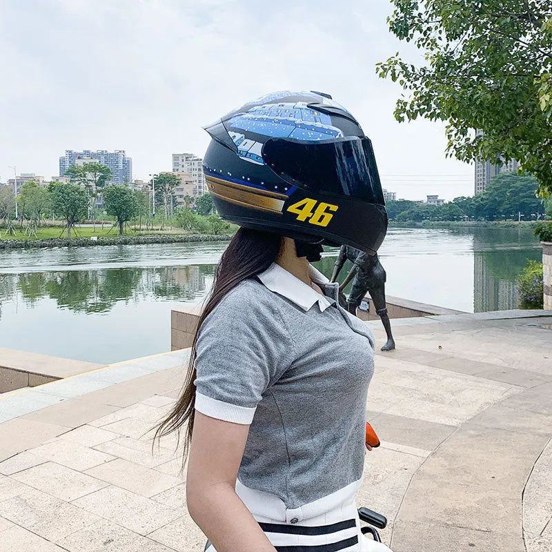 Grey Ser and Yellow Dazzle Flower coloured ABS motorcycle helmet for men and women.