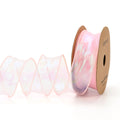 Roll of colourful fishtail yarn mesh ribbon with wave design, 4cm wide, for craft and floral use