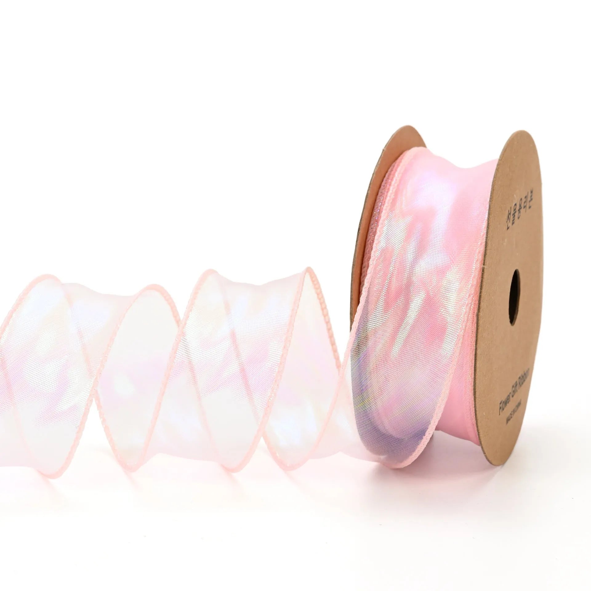 Roll of colourful fishtail yarn mesh ribbon with wave design, 4cm wide, for craft and floral use
