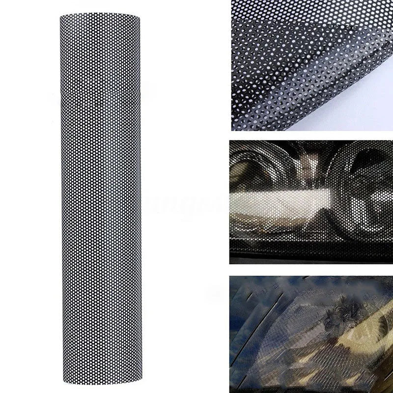 Perforated automotive colour changing film with mesh pattern measuring 30cm by 106cm