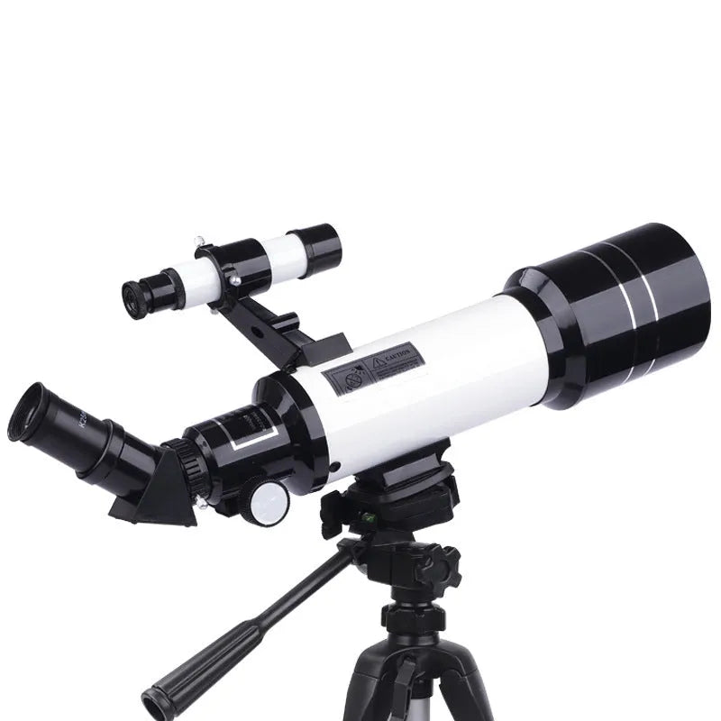 Dark blue children's astronomical telescope on a tripod with 16X to 66X magnification.