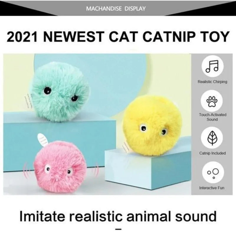Colourful interactive cat toy ball that makes animal sounds when touched by pets