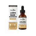 30ml glass bottle of Lions Mane mushroom liquid drops with a separate dropper on a white background.
