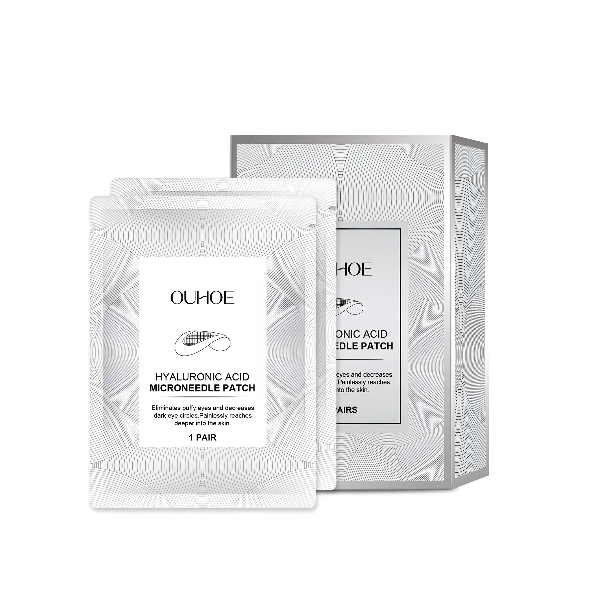 Two pairs of hyaluronic acid microneedle patches for facial skincare application