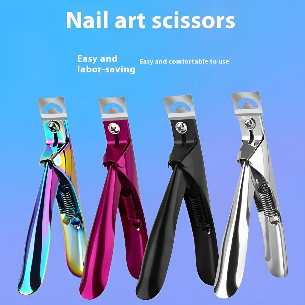 Stainless steel French U-shaped nail art scissors in three colour options