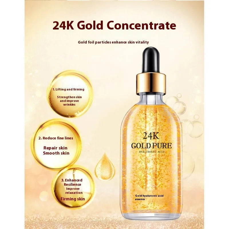 24K hyaluronic acid facial essence bottle with ginseng extract for combination skin