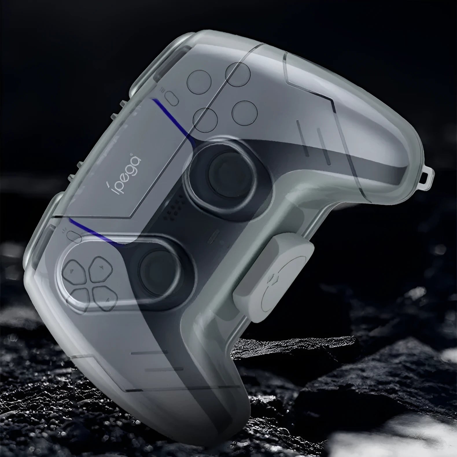 Grey transparent hard plastic case for game controller storage and protection