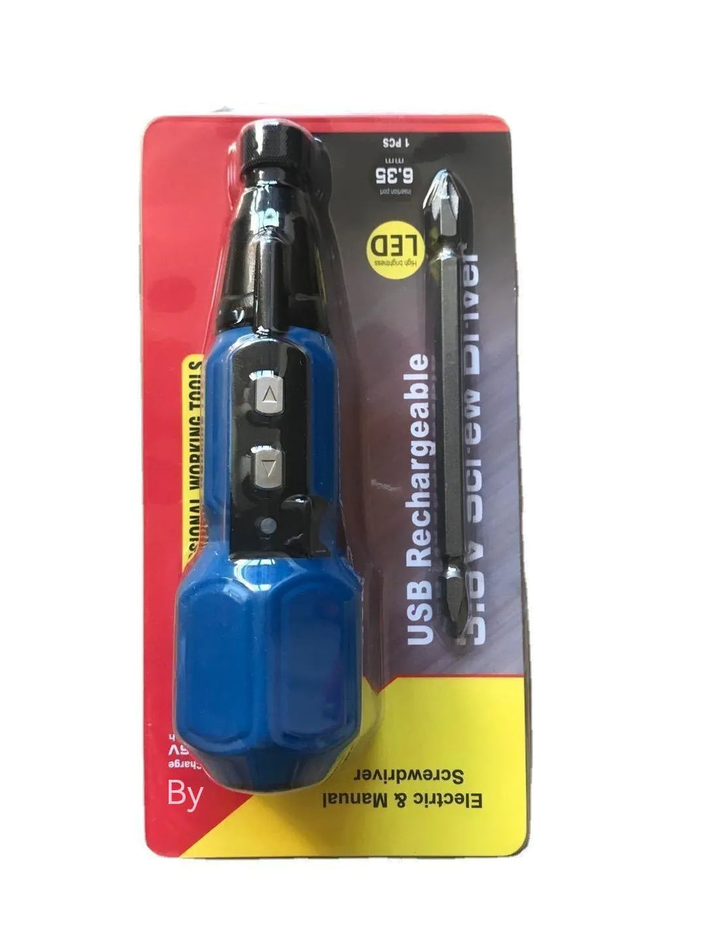 Alloy steel straight handle electric screwdriver in black and blue with 36V lithium battery