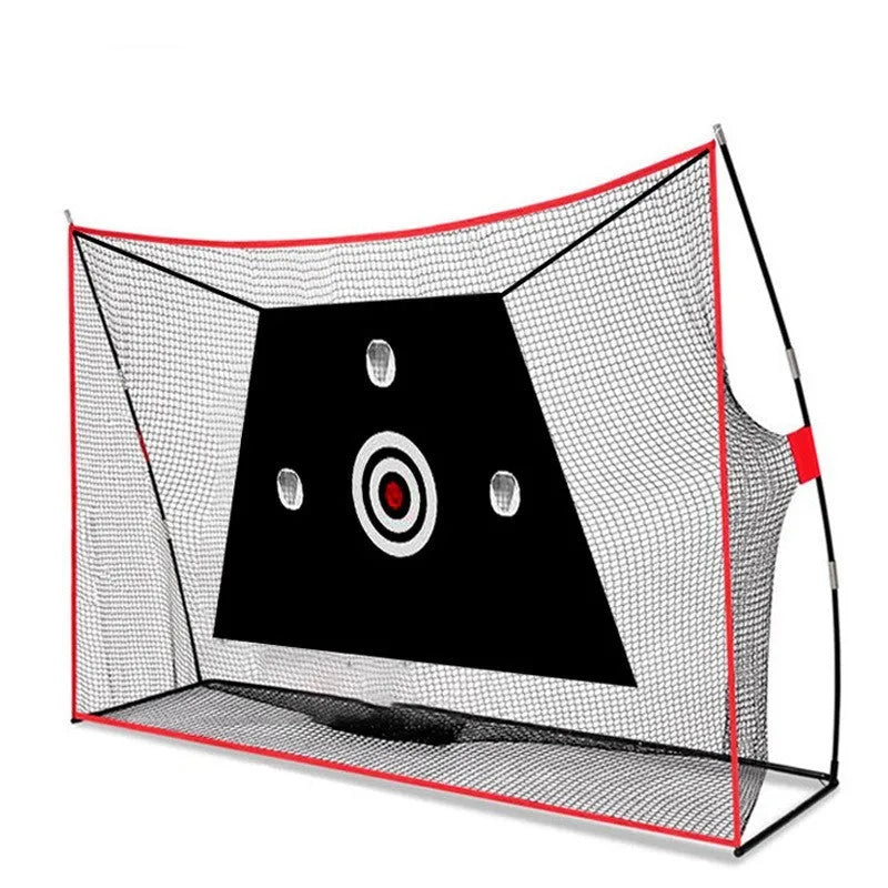Golf swing wedge training net kit with three-hole target net and straw practice mat
