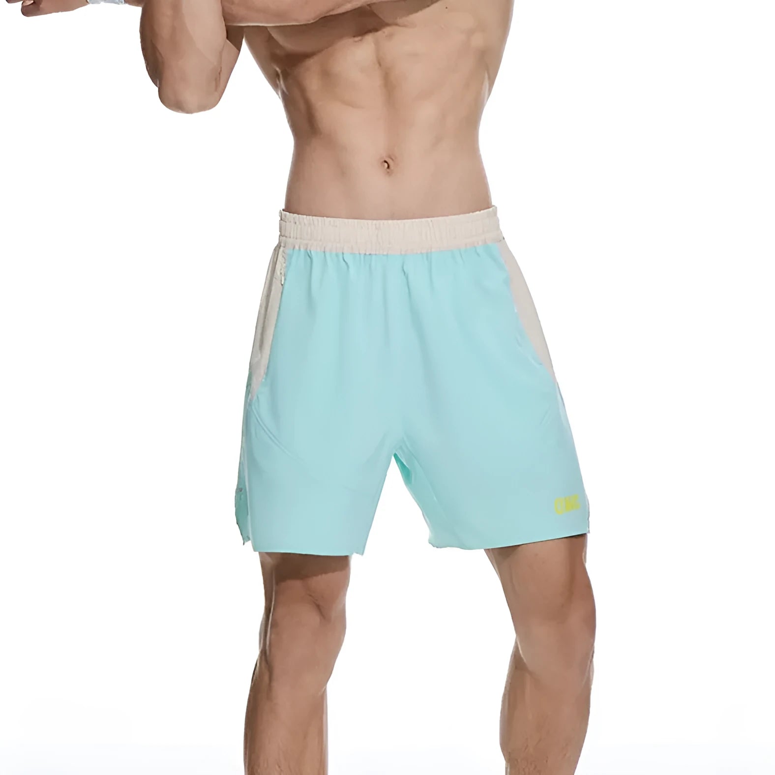 Men's dark rock ash workout shorts with elastic lace-up fly and loose fit design for lifting exercises