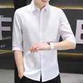 Men's slim-fit half-sleeve shirt in silk-linen blend available in multiple colours with non-iron fabric