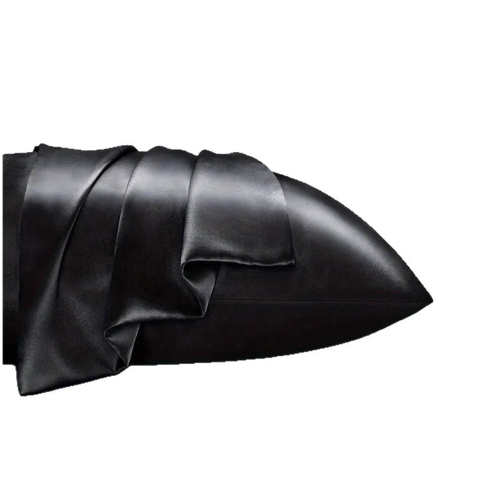Satin polyester pillowcase pair in solid colour with plain weave texture