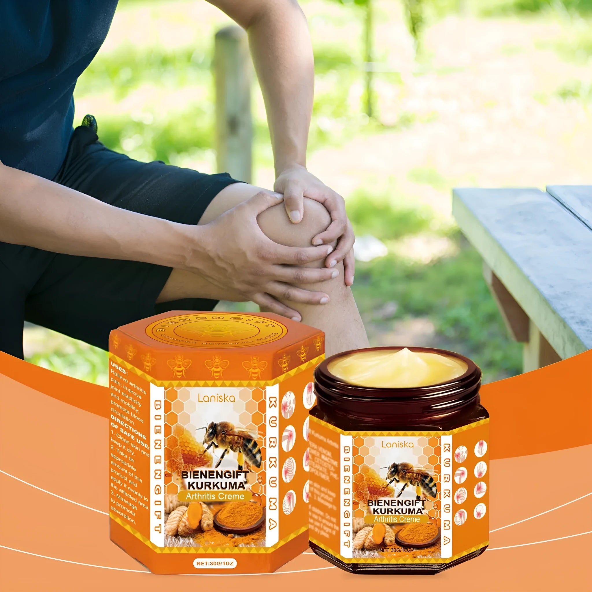 30g turmeric joint soothing cream with bee venom ginger arnica extract