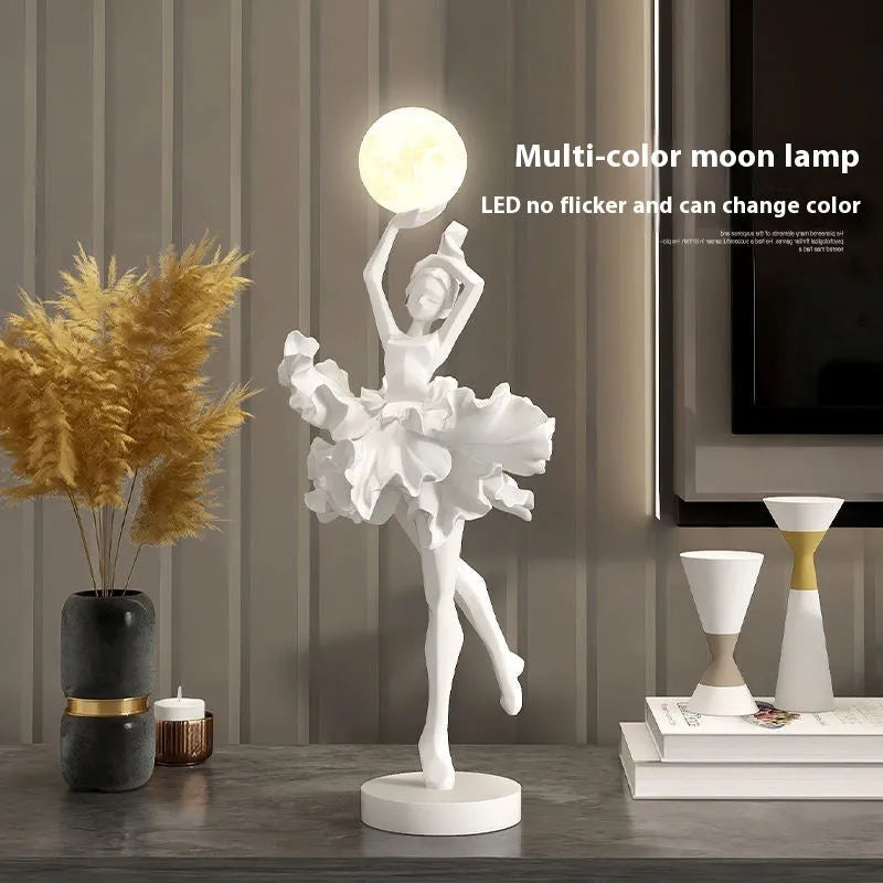 Small modern resin night light with USB charging in black gold, white, pink, or light blue colour