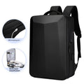 Black and silver white waterproof business backpack made from ABS PC and Oxford cloth with curved shoulder straps