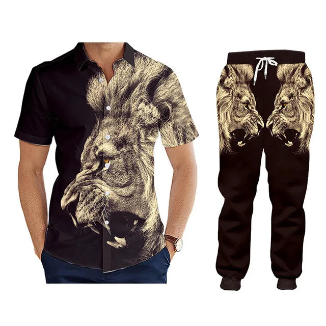 Men's casual tracksuit with hoodie and pants, digital print, goose down fill, available in sizes S to 6XL