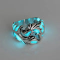 Chinese dragon pattern ring with adjustable opening in antique silver blue and green finish