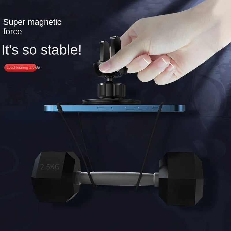 Black aluminium alloy magnetic suction car air vent mobile phone holder
