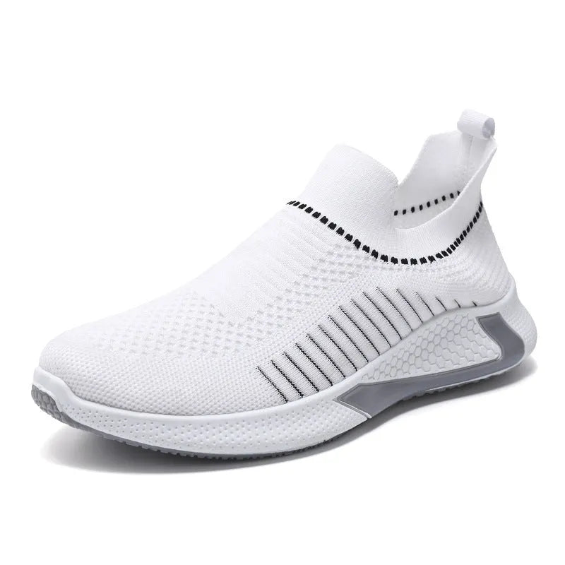 Men's striped mesh sock shoes with flyknit upper and breathable lining