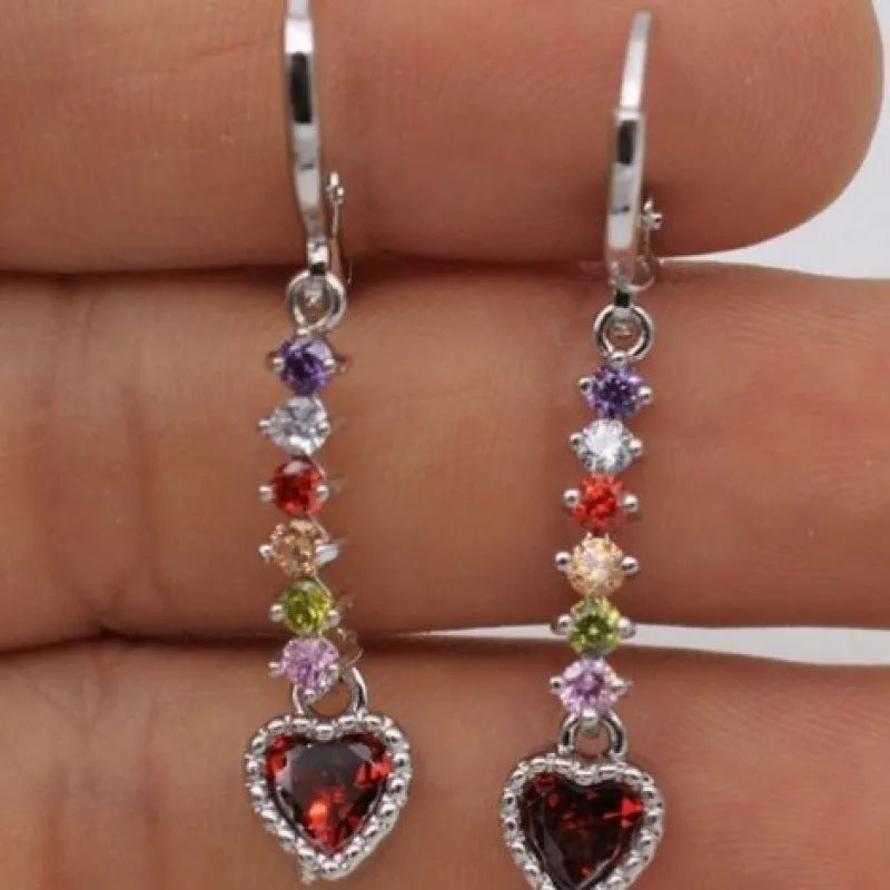 Women's heart-shaped alloy earrings with electroplated gold or silver finish