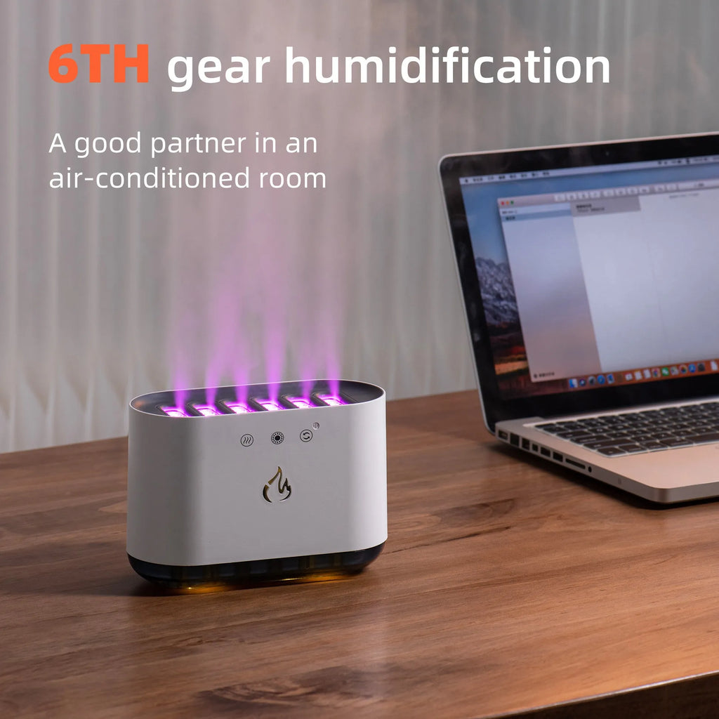 White large-capacity household humidifier with colourful LED light and mist output.