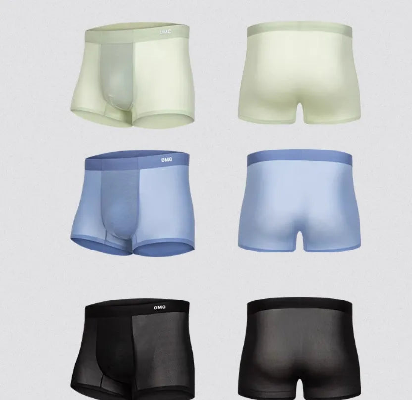 Men's antibacterial seamless sports underwear in nylon and spandex blend showing colour options