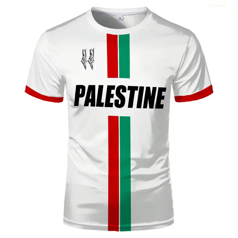 3D printed football graphic t-shirt in black or white with spandex fabric and half sleeves