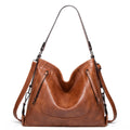 Fashion large capacity PU tote bag in beige with sewing line detail, sandwich pocket, and single shoulder strap.