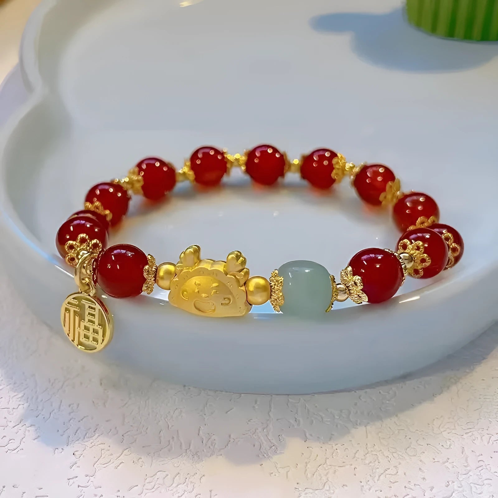 Floral ice crack glazed zodiac bracelet for women with electroplated glass beads in multiple colour options