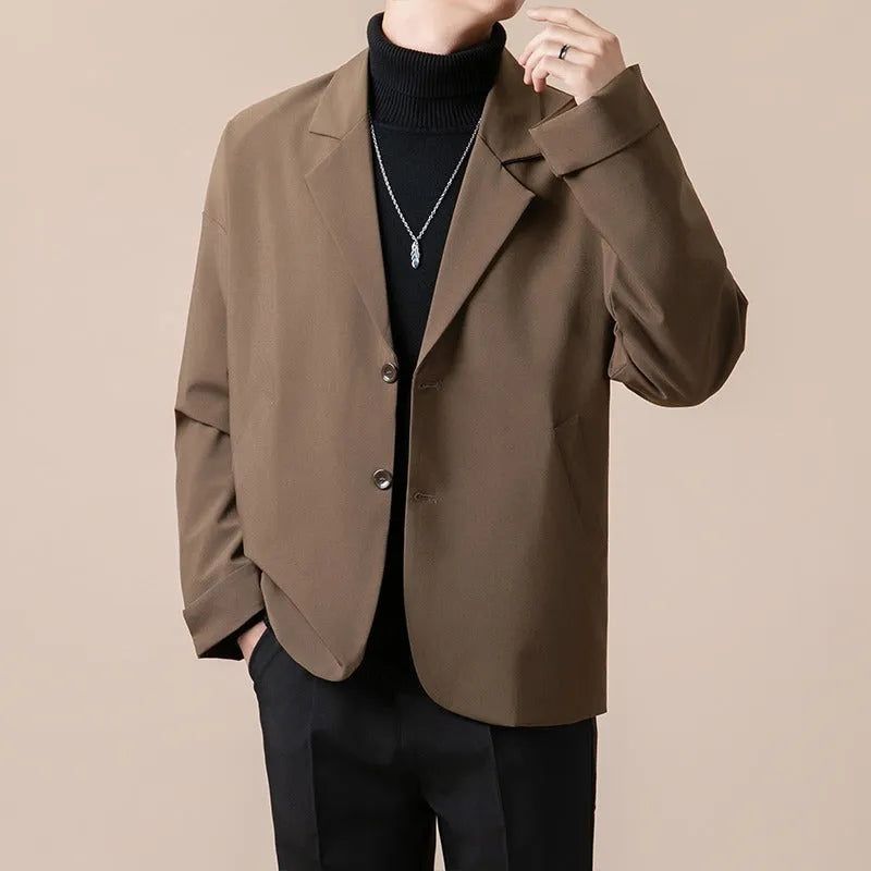 Men's casual loose fit jacket in chemical fibre blend fabric available in four colours