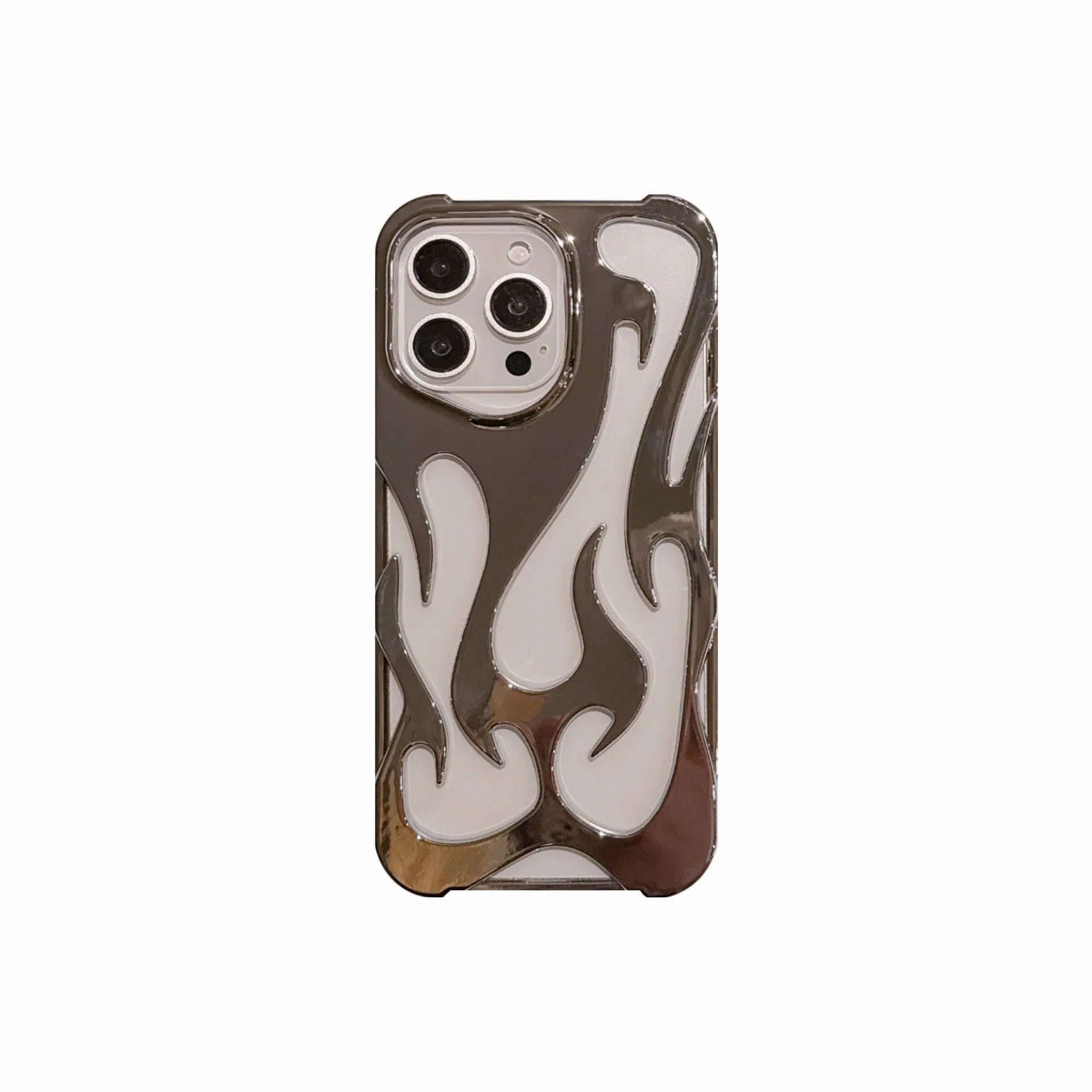 Electroplating hollow flame pattern TPU phone case for Apple iPhone in gold colour.