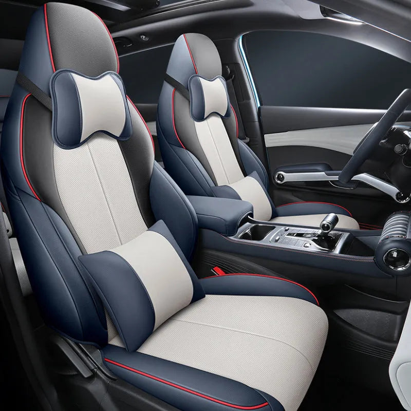 BYD Yuan PLUS car seat cushion cover set showing half and full back pack options