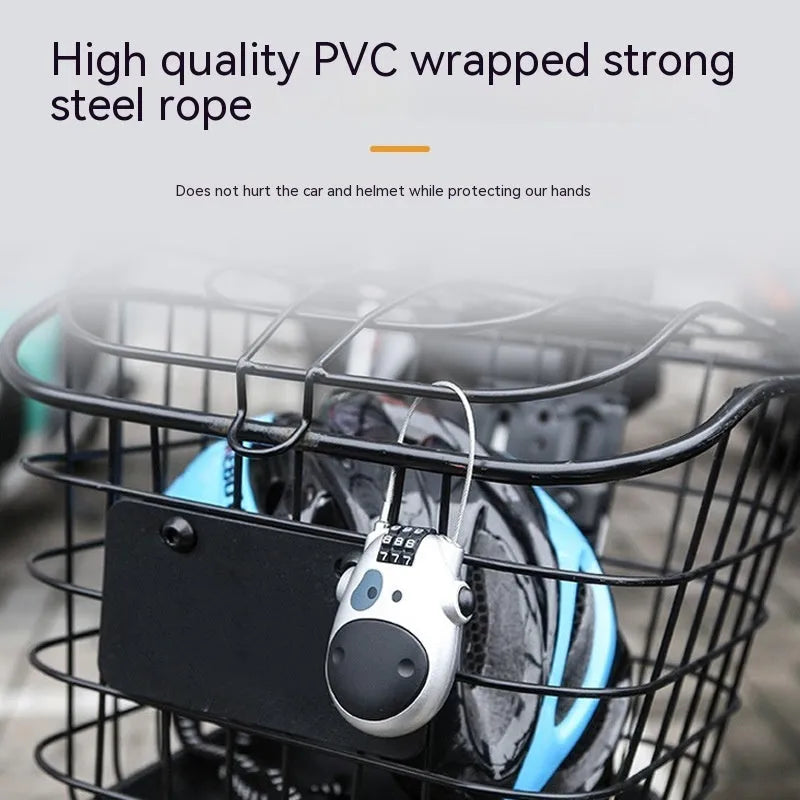Retractable wire rope helmet lock with 1 metre chain in black cow design