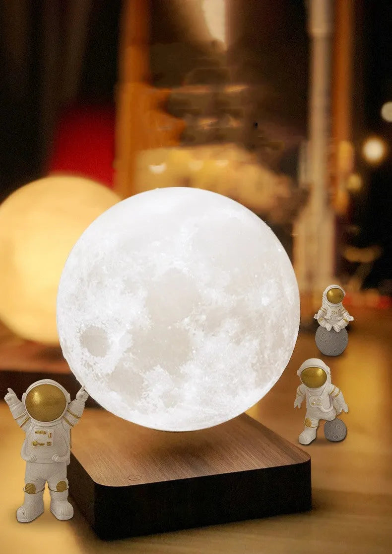 Maglev moon planet night light floating with LED illumination and astronaut figures
