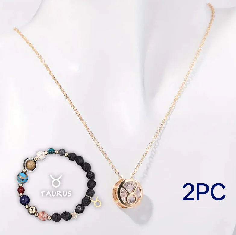 Natural stone bead necklace and bracelet set on adjustable cord