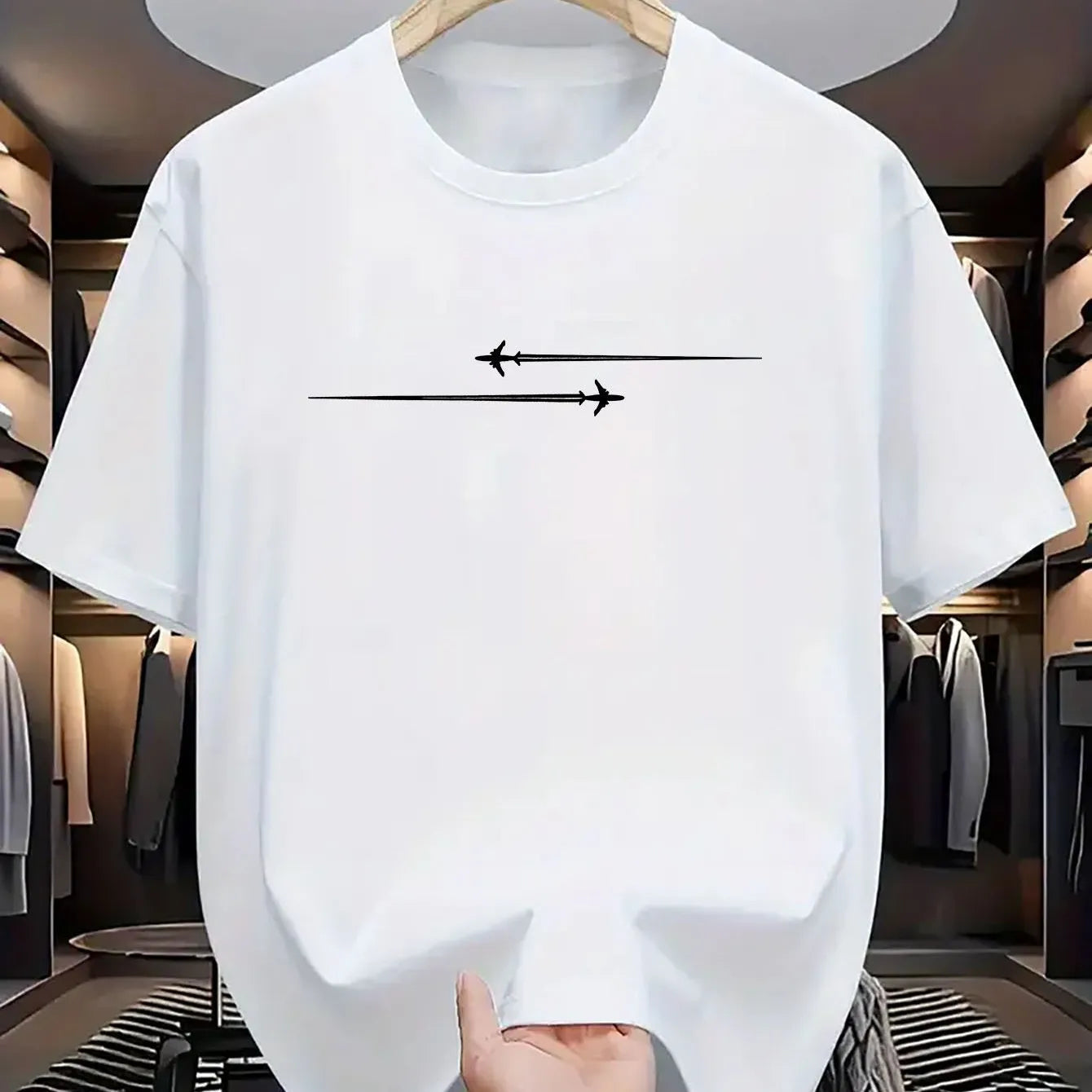 Men's cartoon print cotton blend t-shirt in loose fit casual style