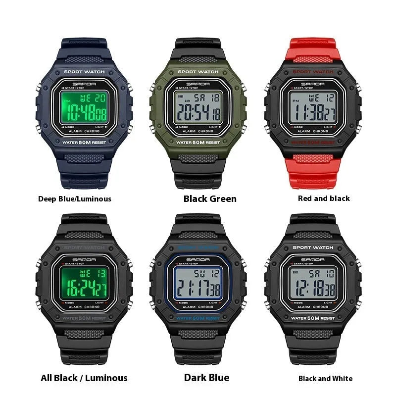 Youth waterproof electronic watch for swimming with alarm clock in multiple colour options
