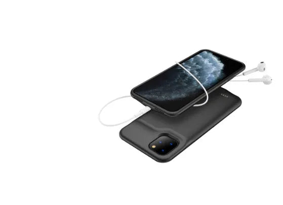 Shockproof silicone battery charger case for iPhone in black, blue, pink and white colours