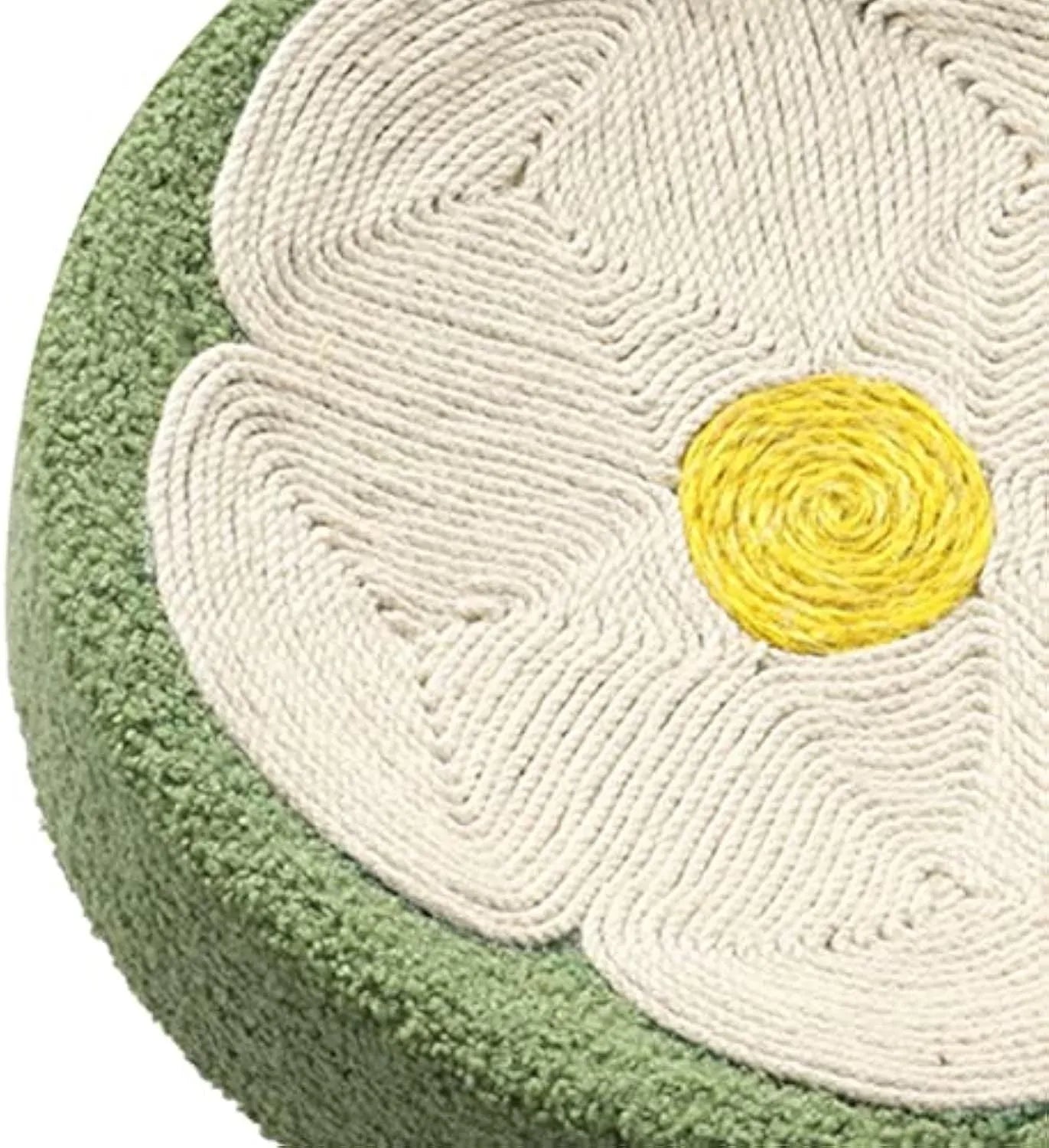 Green round sisal cat scratcher bowl bed with 39cm diameter.