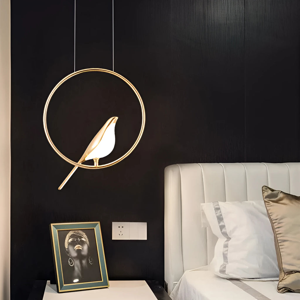 Modern minimalist magpie bird silhouette chandelier ceiling light in zinc alloy and acrylic