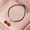 Women's red agate bracelet and necklace set in ethnic style with hand-woven beads
