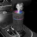 Car air purifier humidifier unit with USB cable in choice of seven diamond colours for vehicle cabin placement