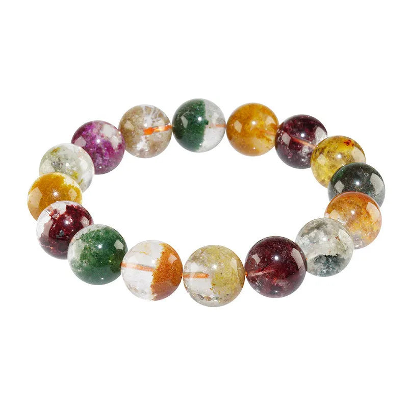 Crystal ethnic style bracelet with 10mm colourful ghost cornucopia beads in a ball bracelet design