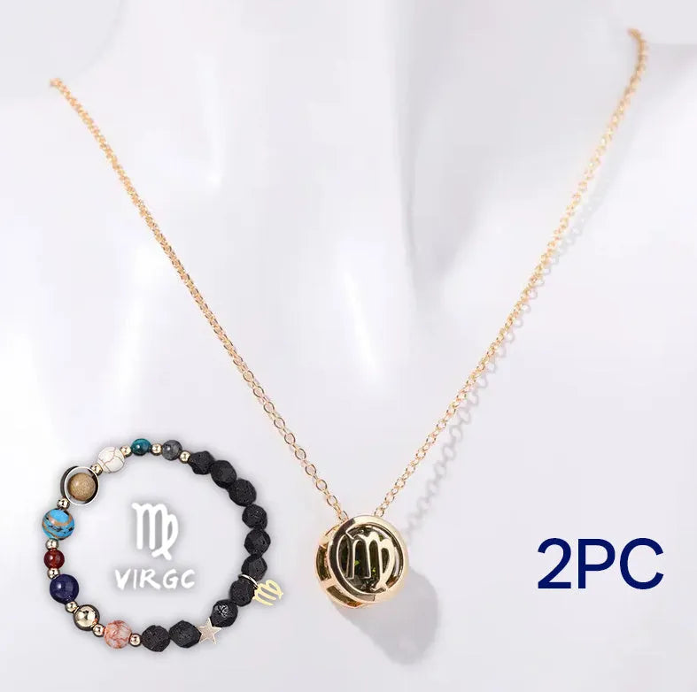 Natural stone bead necklace and bracelet set on adjustable cord