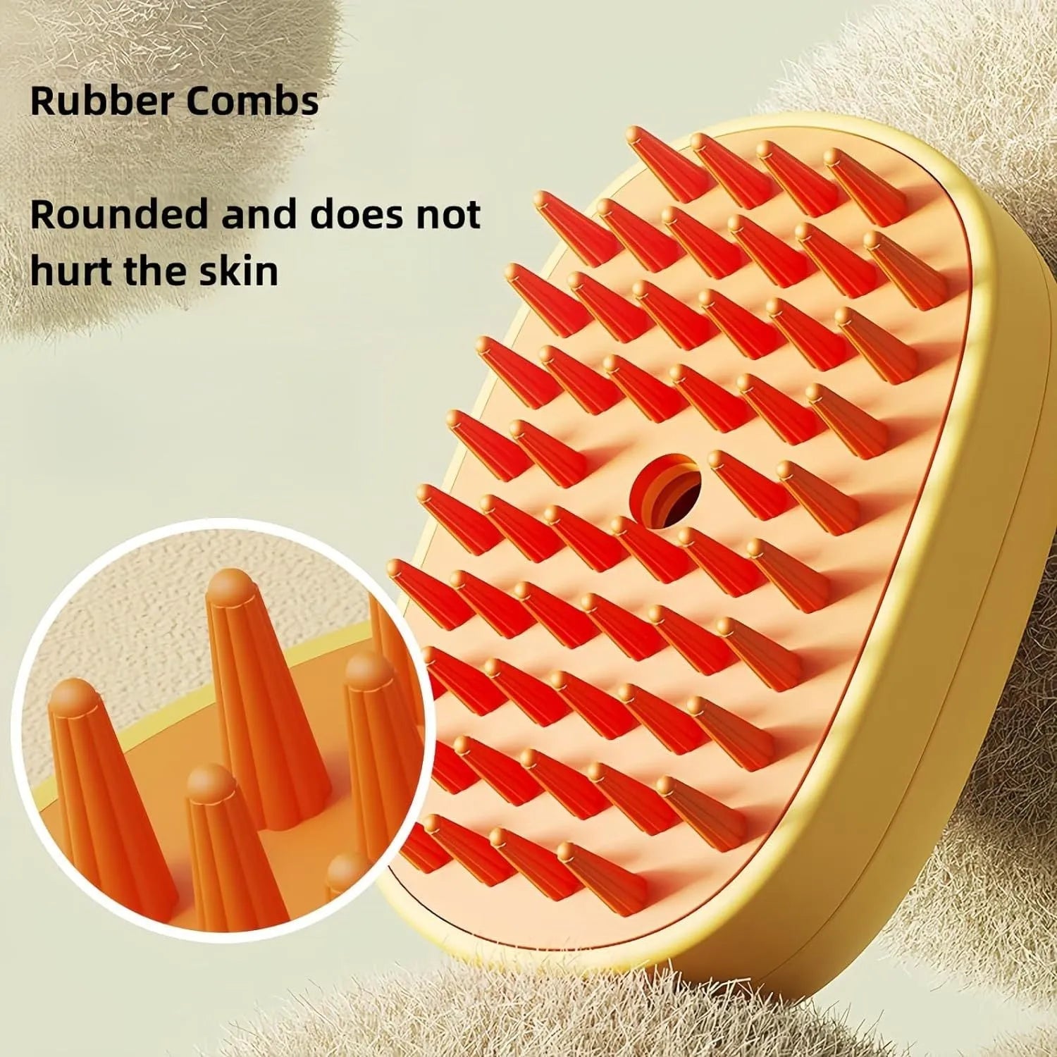 White or yellow rechargeable steam pet brush for grooming dogs and cats