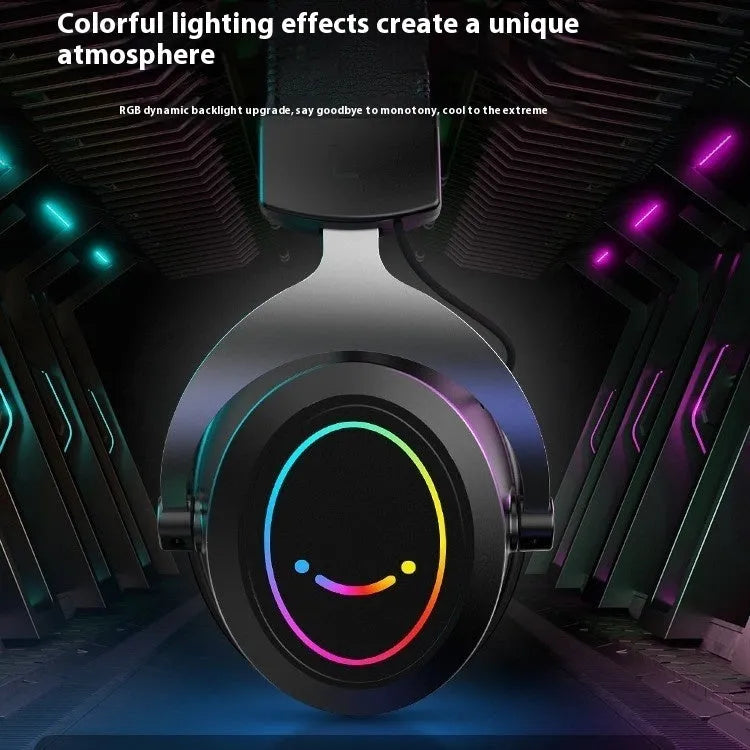 H3 head-mounted wired gaming headset in black for e-sports with 4D sound effect