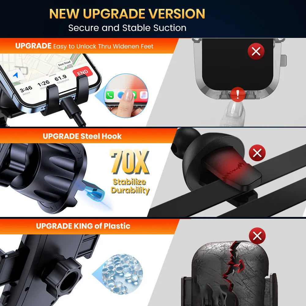 TOPKD46 in-car universal phone holder with multiple bracket styles including suction cup mount