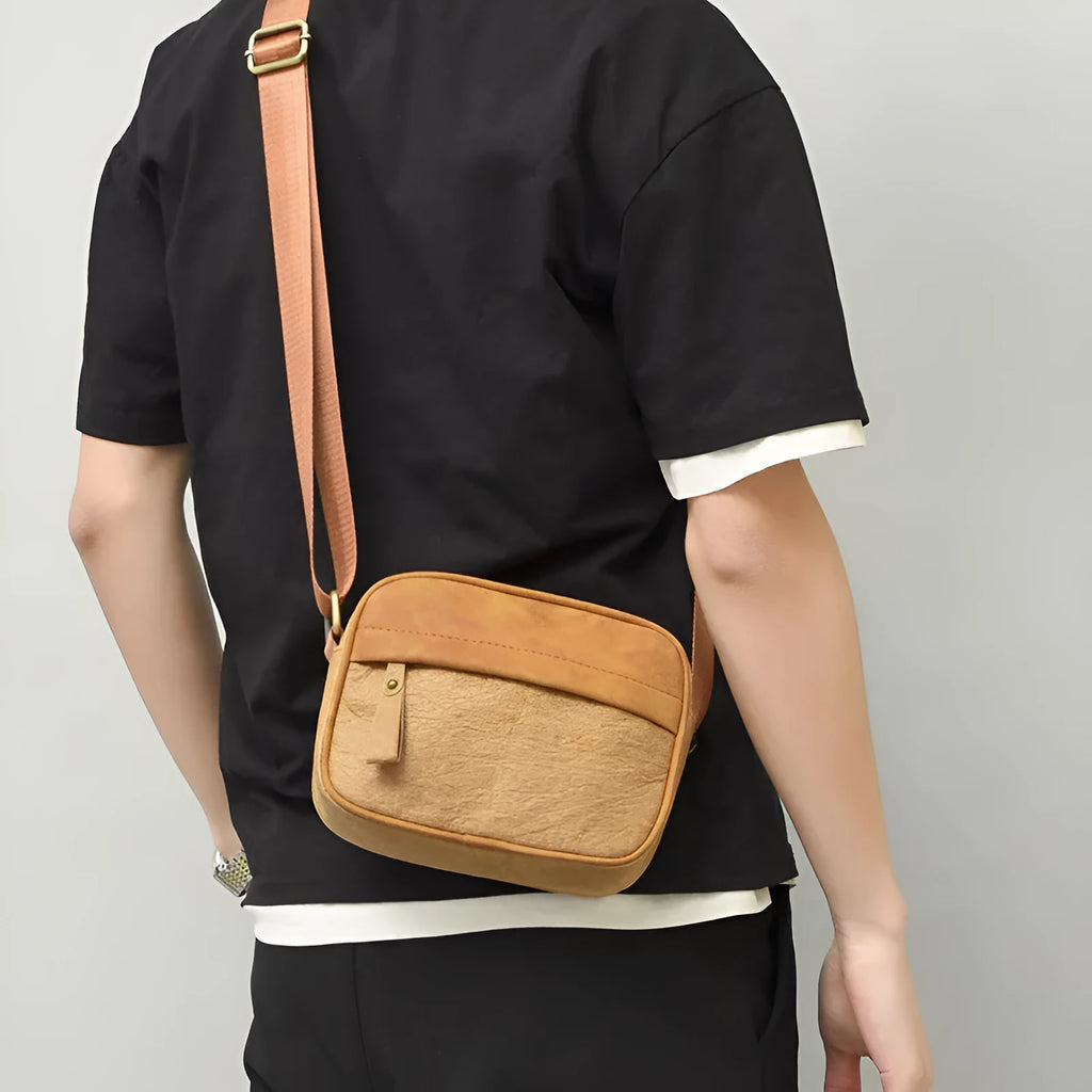 Men's retro style crossbody bag in waterproof paper material with polyester lining