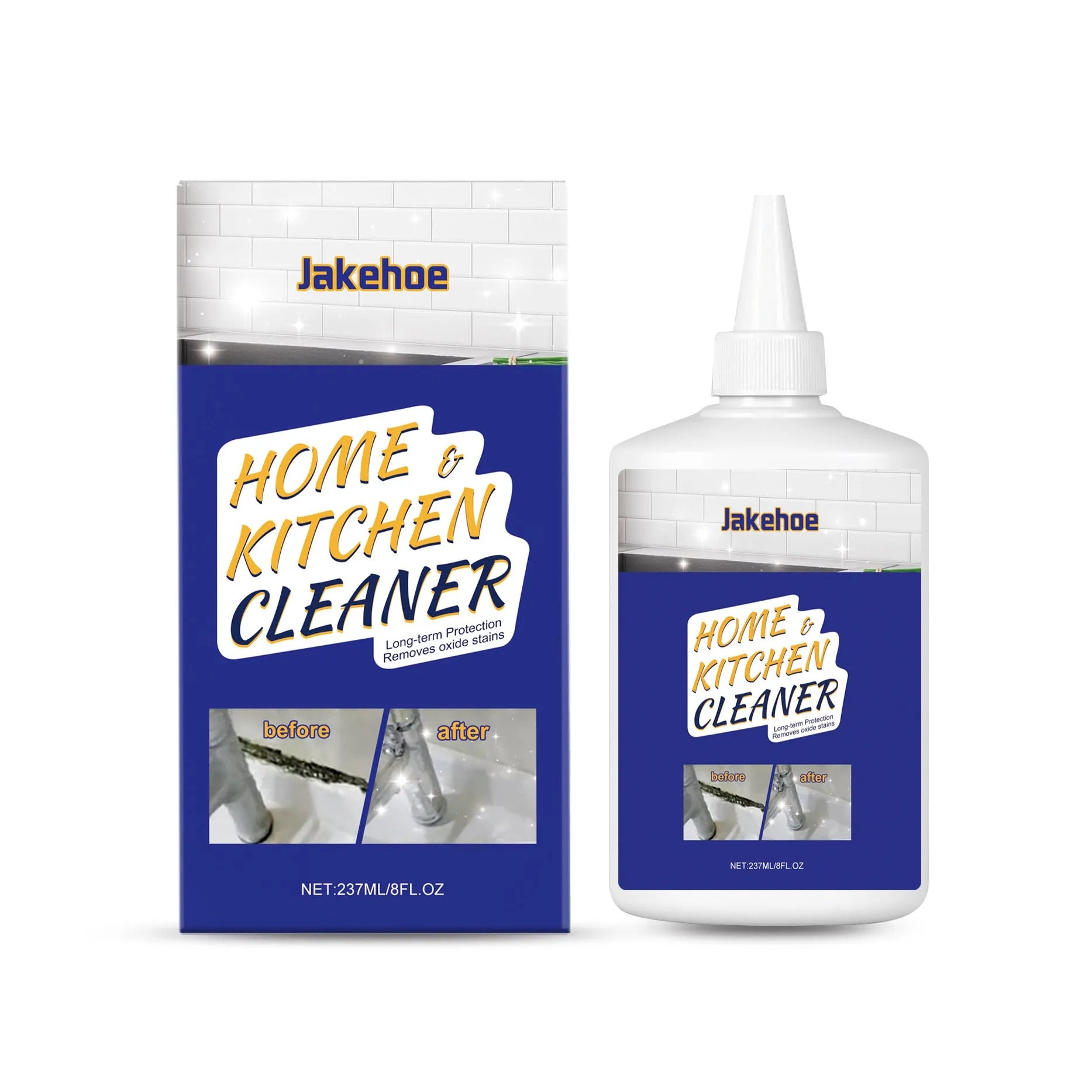 237ml bottle of decontamination gel for household kitchen and bathroom cleaning with applicator nozzle
