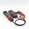 Buried wire cable tester line finder kit with transmitter, receiver, and accessories on a grey background